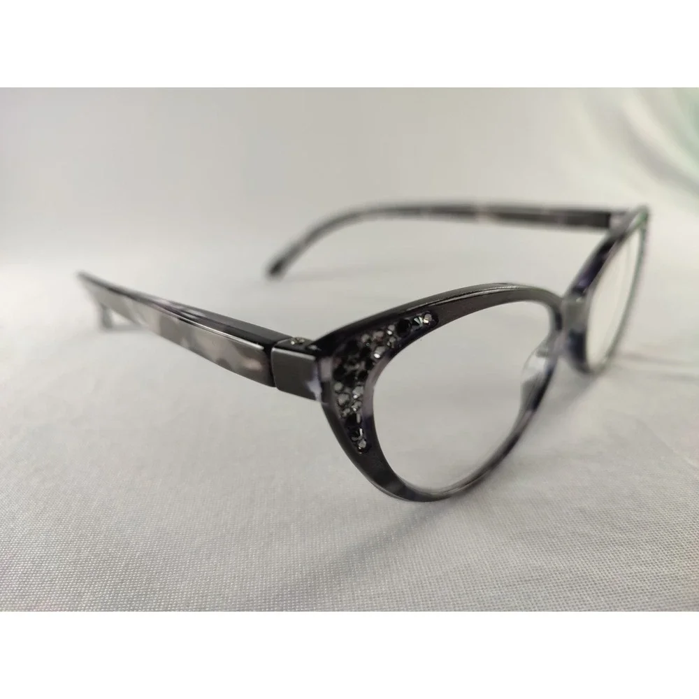 Jimmy Crystal New‎ York JCR468 Purple Marble Cat Eye Eyeglass Frames Swarovski